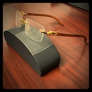Cartier wood glasses with gold hardware
